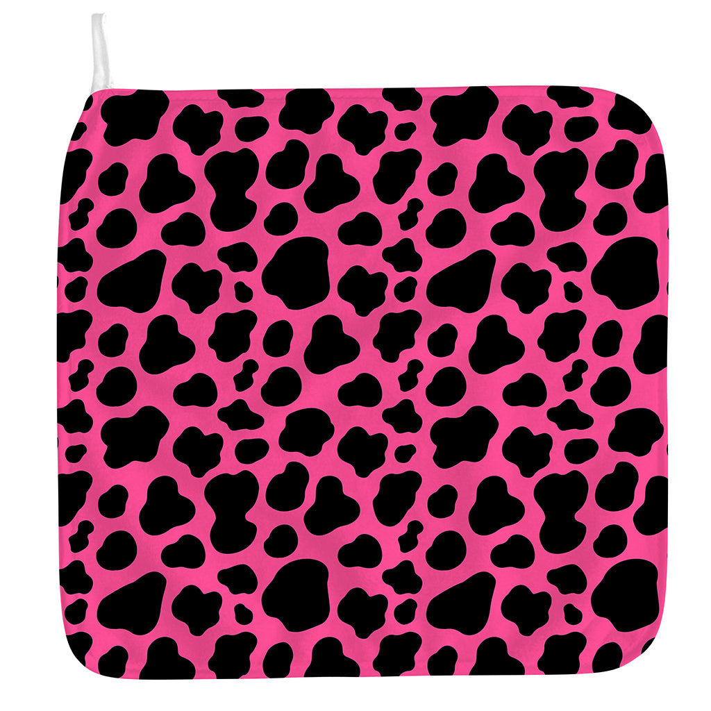 Black And Hot Pink Cow Print Hand Towel