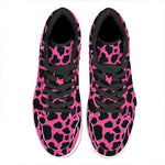 Black And Hot Pink Cow Print High Top Leather Sneakers