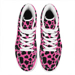 Black And Hot Pink Cow Print High Top Leather Sneakers