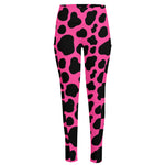 Black And Hot Pink Cow Print High-Waisted Pocket Leggings