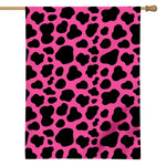 Black And Hot Pink Cow Print House Flag