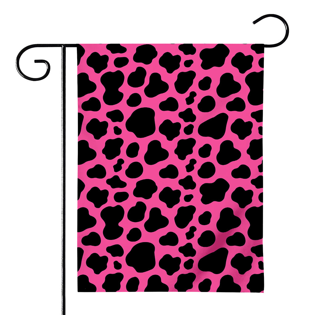 Black And Hot Pink Cow Print House Flag