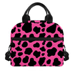 Black And Hot Pink Cow Print Insulated Lunch Bag