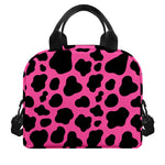 Black And Hot Pink Cow Print Insulated Lunch Bag