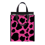 Black And Hot Pink Cow Print Insulated Lunch Tote