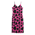 Black And Hot Pink Cow Print Jersey Midi Cami Dress