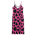 Black And Hot Pink Cow Print Jersey Midi Cami Dress