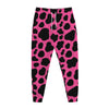 Black And Hot Pink Cow Print Jogger Pants