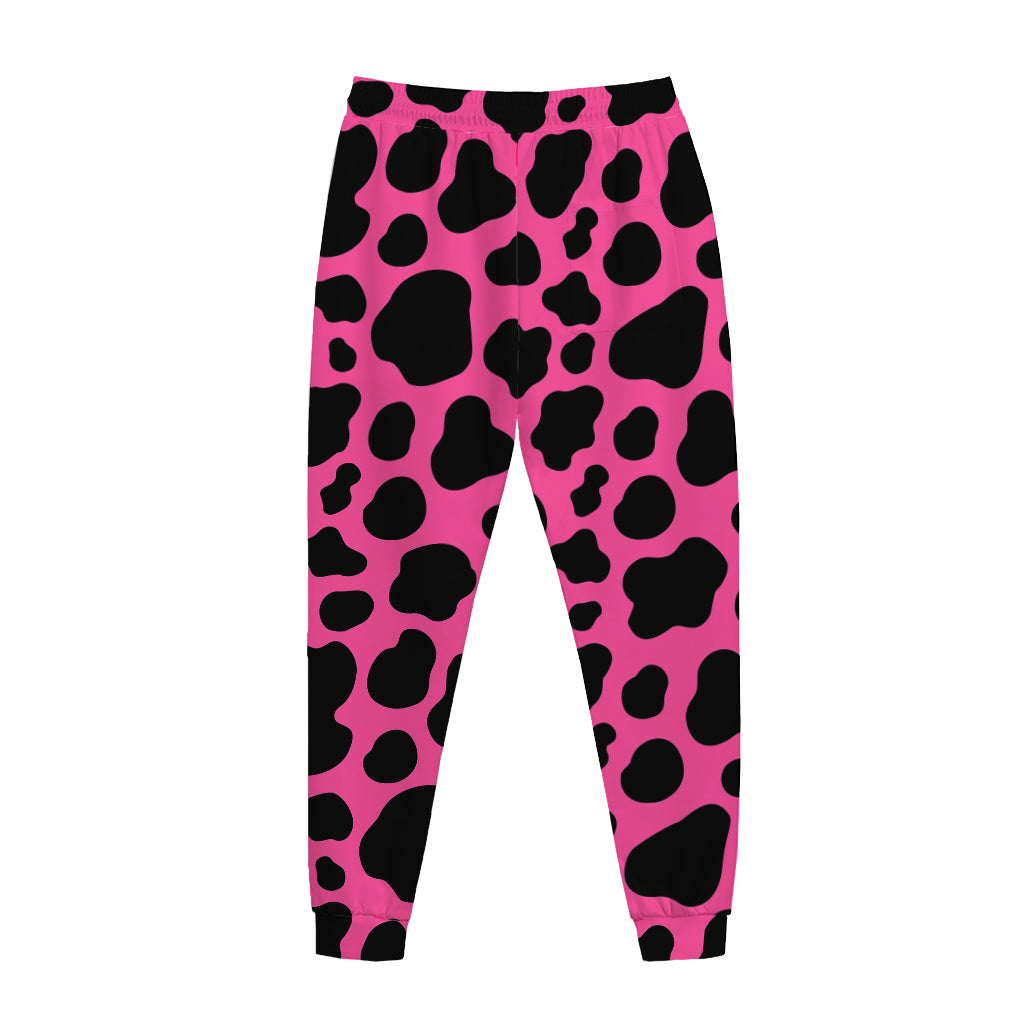 Black And Hot Pink Cow Print Jogger Pants