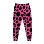 Black And Hot Pink Cow Print Jogger Pants