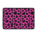 Black And Hot Pink Cow Print Kitchen Mat