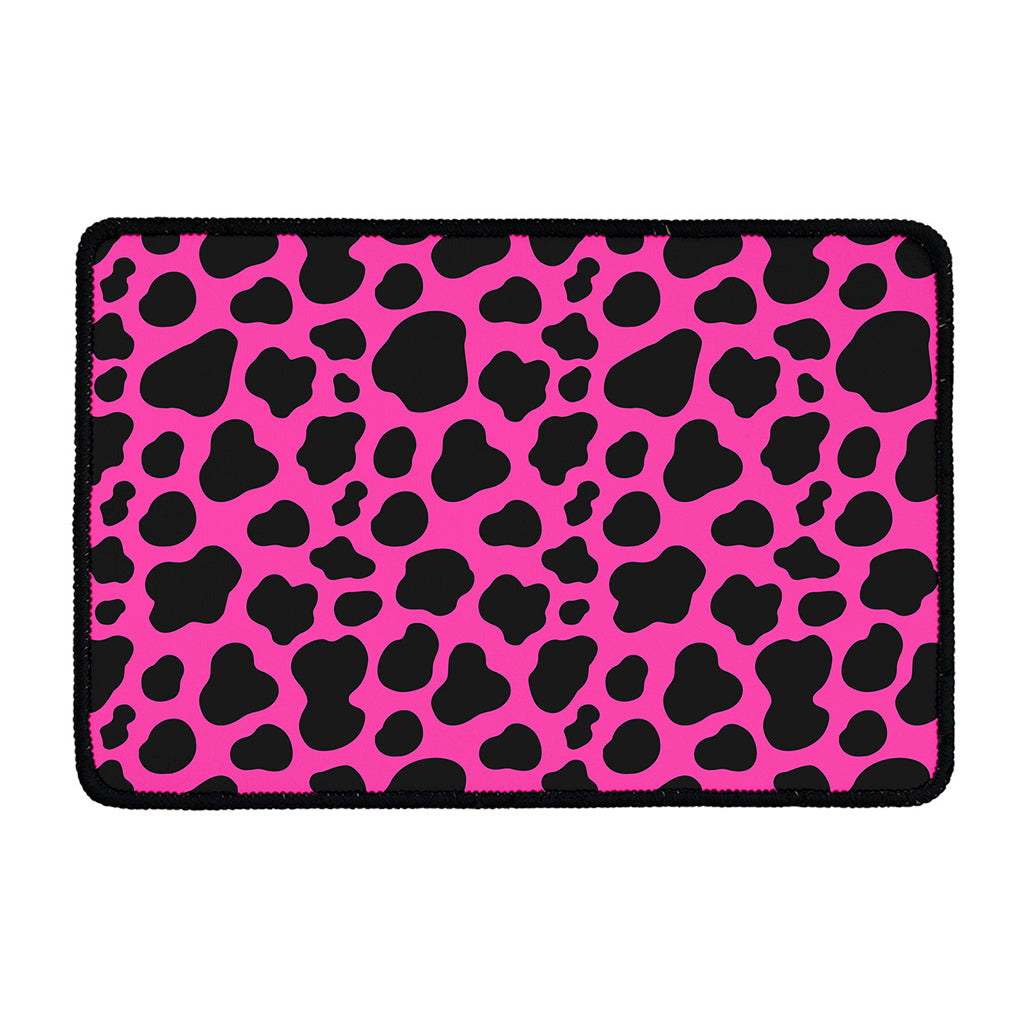 Black And Hot Pink Cow Print Kitchen Mat