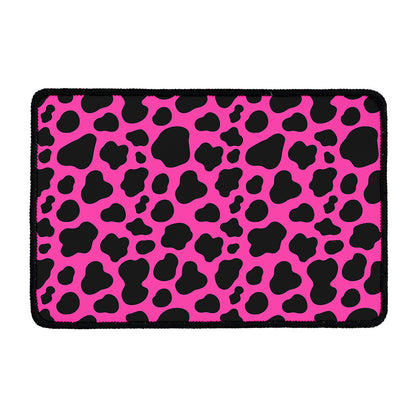 Black And Hot Pink Cow Print Kitchen Mat