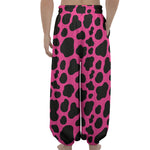 Black And Hot Pink Cow Print Lantern Pants