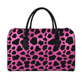 Black And Hot Pink Cow Print Leather Duffel Bag