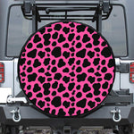 Black And Hot Pink Cow Print Leather Spare Tire Cover
