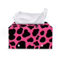 Black And Hot Pink Cow Print Leather Tissue Box Cover