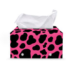 Black And Hot Pink Cow Print Leather Tissue Box Cover