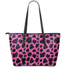 Black And Hot Pink Cow Print Leather Tote Bag