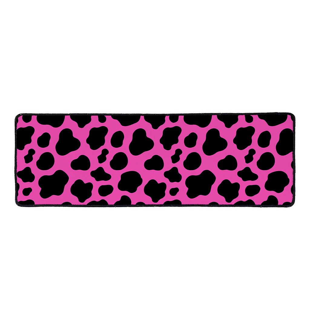 Black And Hot Pink Cow Print Long Kitchen Mat
