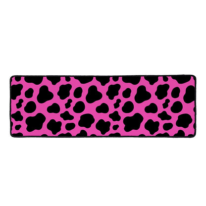 Black And Hot Pink Cow Print Long Kitchen Mat