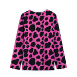 Black And Hot Pink Cow Print Long Sleeve Short Coat