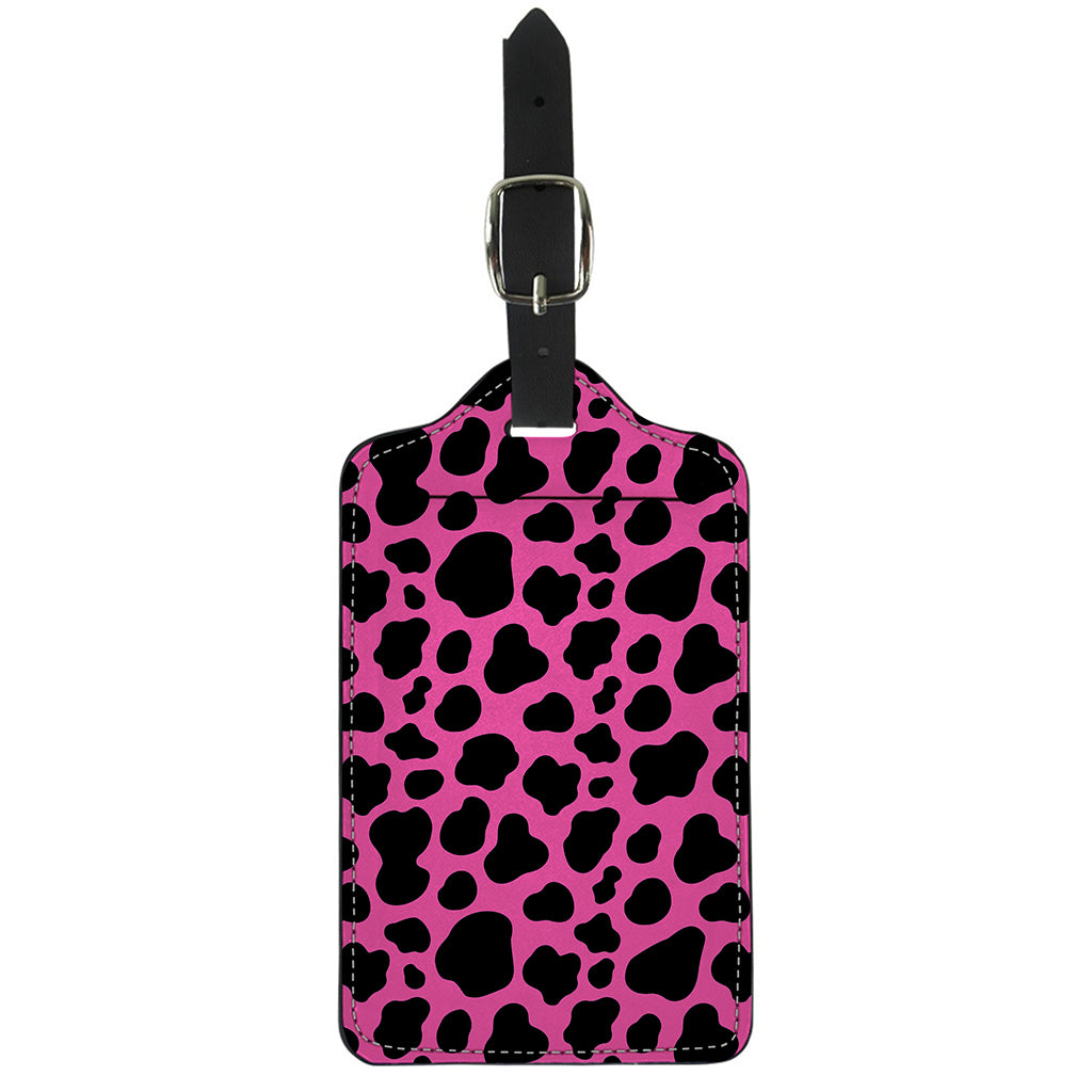 Black And Hot Pink Cow Print Luggage Tag