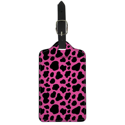 Black And Hot Pink Cow Print Luggage Tag