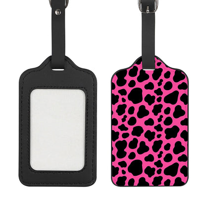 Black And Hot Pink Cow Print Luggage Tag