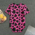 Black And Hot Pink Cow Print Men's Bodysuit