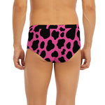 Black And Hot Pink Cow Print Men's Briefs