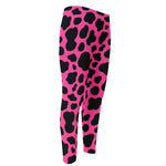 Black And Hot Pink Cow Print Men's Compression Pants