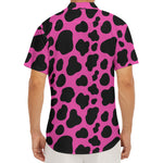 Black And Hot Pink Cow Print Men's Deep V-Neck Shirt