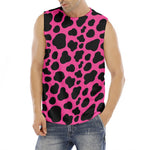 Black And Hot Pink Cow Print Men's Fitness Tank Top