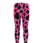 Black And Hot Pink Cow Print Men's leggings