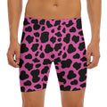Black And Hot Pink Cow Print Men's Long Boxer Briefs