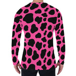 Black And Hot Pink Cow Print Men's Long Sleeve T-Shirt