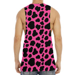 Black And Hot Pink Cow Print Men's Muscle Tank Top