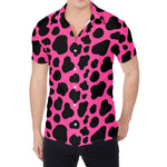 Black And Hot Pink Cow Print Men's Shirt