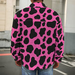 Black And Hot Pink Cow Print Men's Shirt Jacket