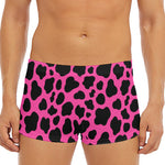 Black And Hot Pink Cow Print Men's Short Boxer Briefs