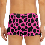 Black And Hot Pink Cow Print Men's Short Boxer Briefs