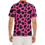 Black And Hot Pink Cow Print Men's Short Sleeve Rash Guard