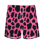Black And Hot Pink Cow Print Men's Sports Shorts