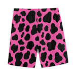 Black And Hot Pink Cow Print Men's Sports Shorts