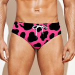Black And Hot Pink Cow Print Men's Swim Briefs