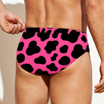 Black And Hot Pink Cow Print Men's Swim Briefs