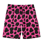 Black And Hot Pink Cow Print Men's Swim Trunks