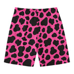 Black And Hot Pink Cow Print Men's Swim Trunks
