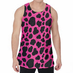 Black And Hot Pink Cow Print Men's Velvet Tank Top